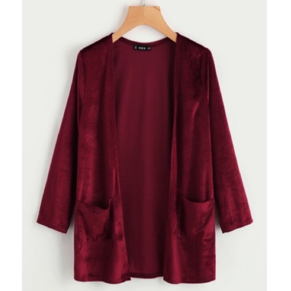 Burgundy Velvet Cardigan